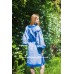 Boho Style Embroidered Midi Dress "Summer Birds" Blue